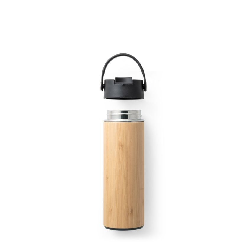 LAVER Bouteille isotherme en bambou, acier inoxydable et PP 440 mL