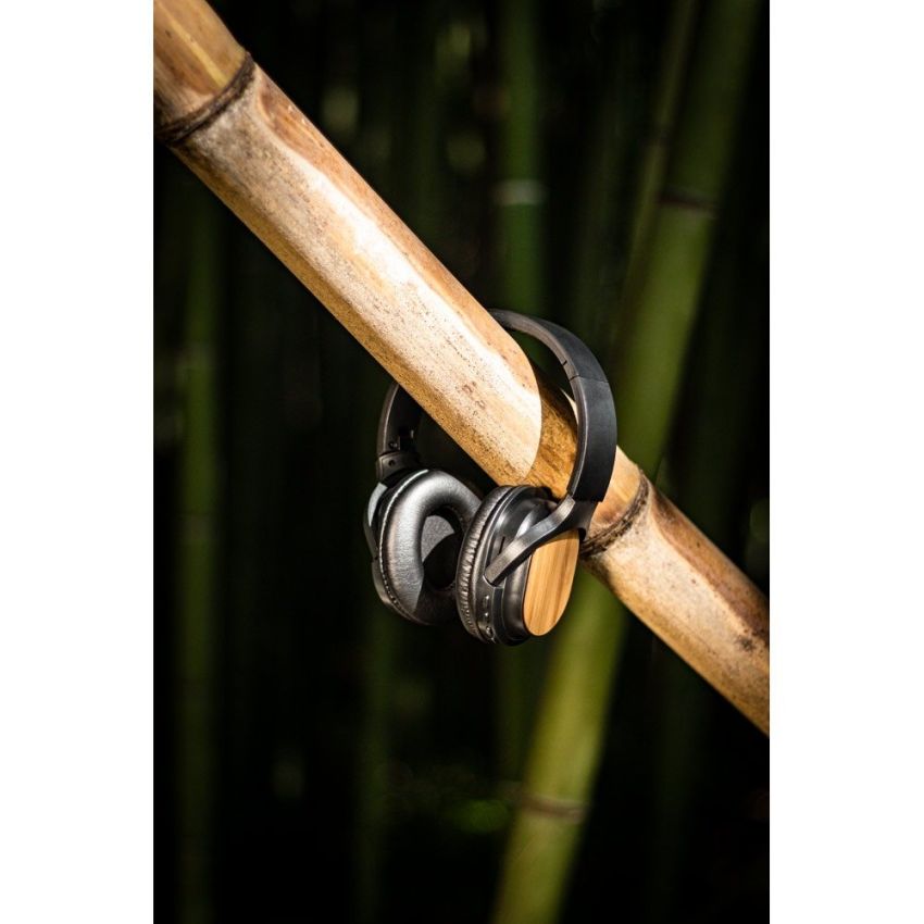 GOULD Casque audio sans fil pliable avec 5h d’autonomie en bambou et ABS