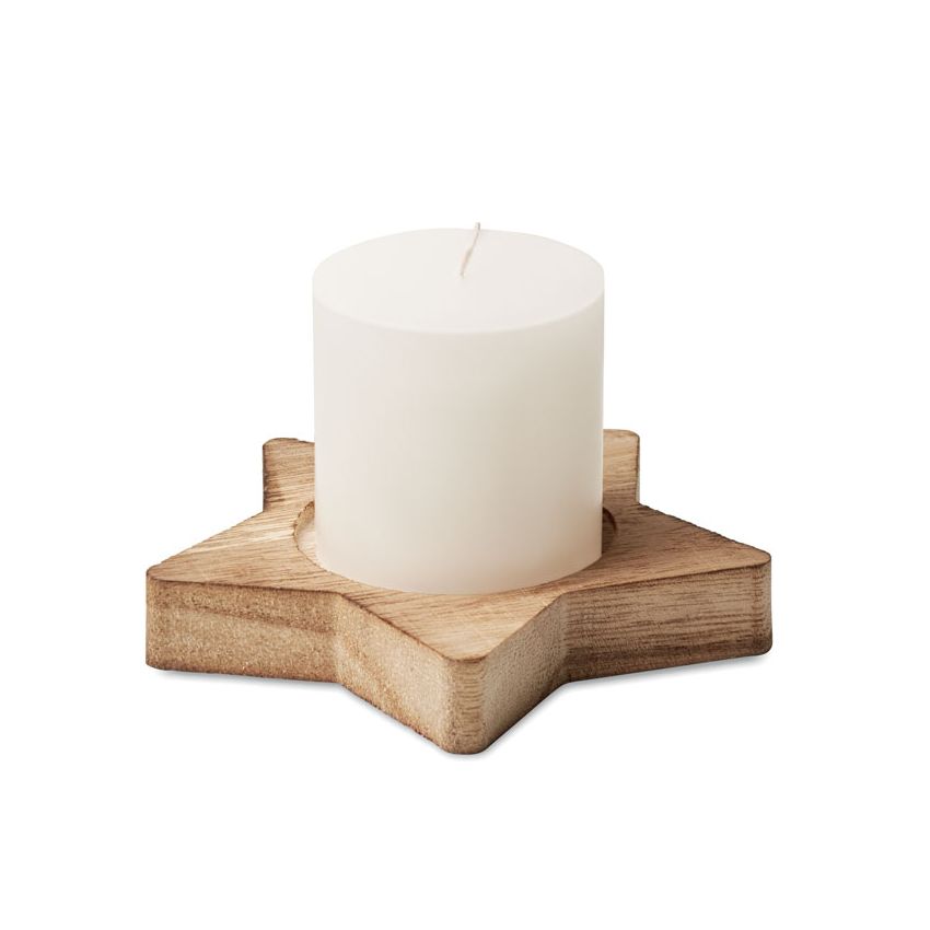 Bougie avec base en bois