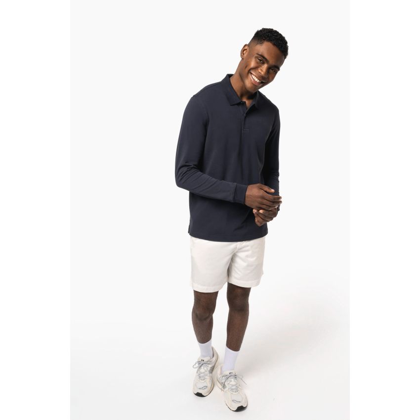Polo en maille piquée manches longues Bio180 pour homme