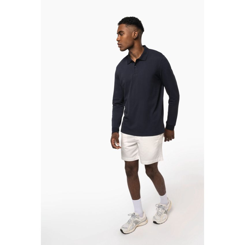 Polo en maille piquée manches longues Bio180 pour homme