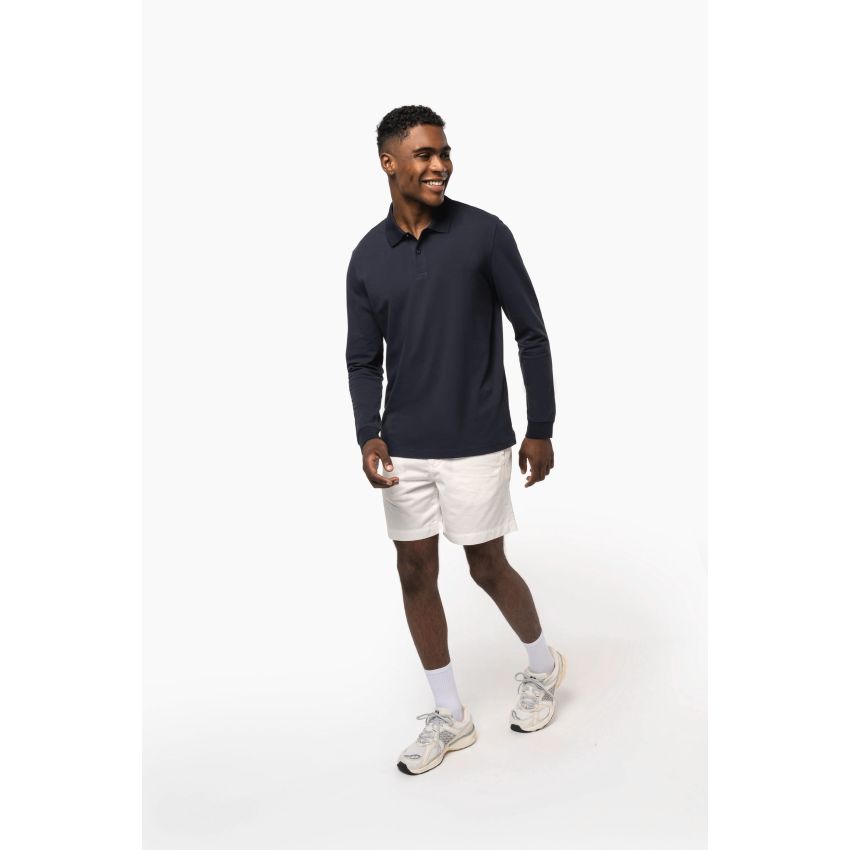 Polo en maille piquée manches longues Bio180 pour homme