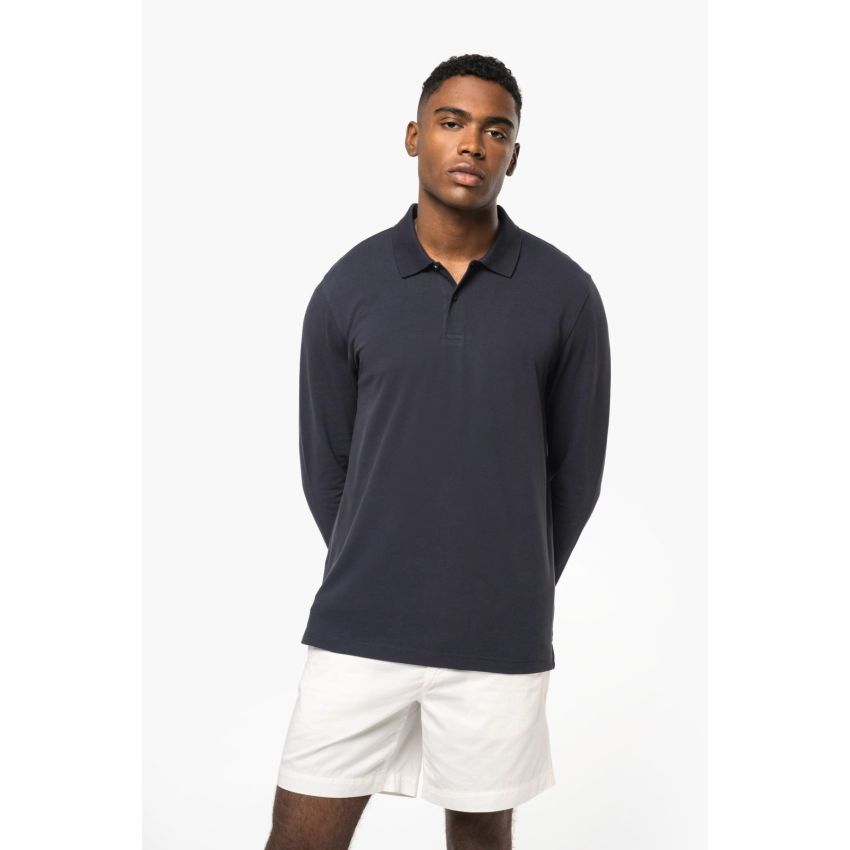 Polo en maille piquée manches longues Bio180 pour homme