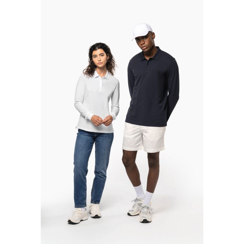 Polo en maille piquée manches longues Bio180 pour homme