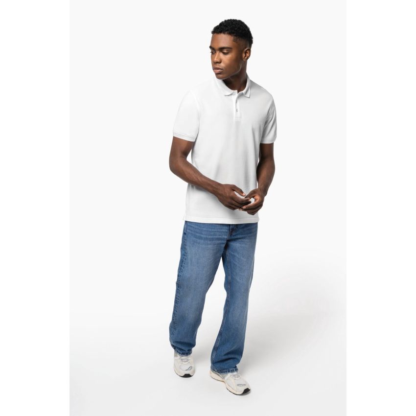Polo homme en maille piquée à manches courtes