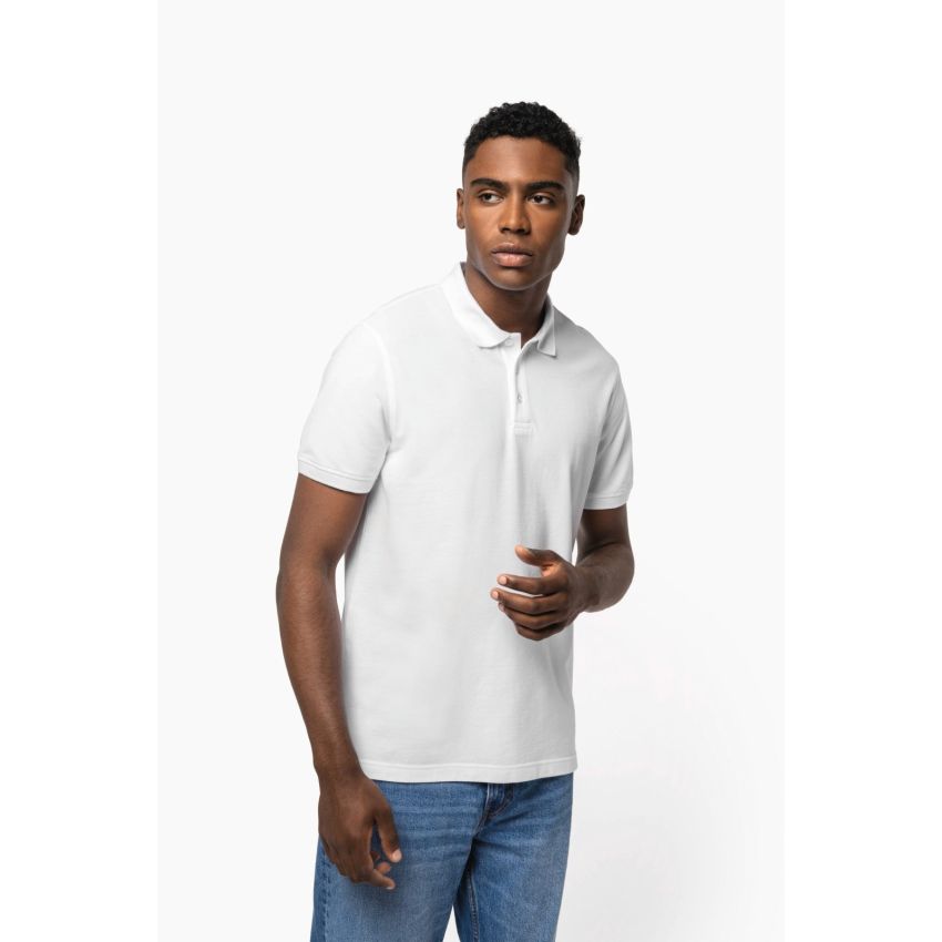 Polo homme en maille piquée à manches courtes