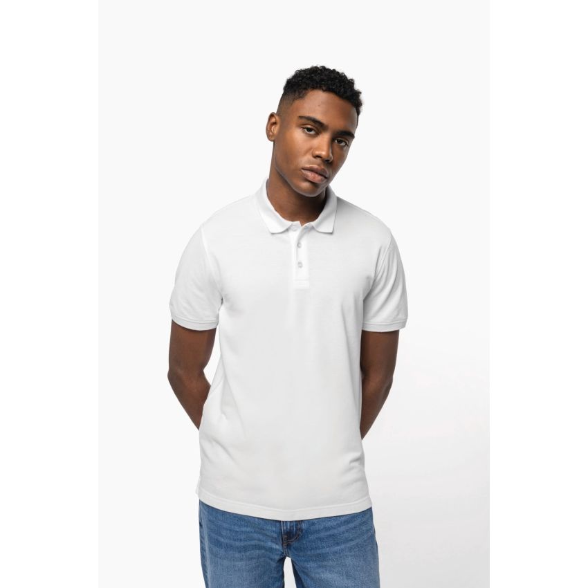 Polo homme en maille piquée à manches courtes