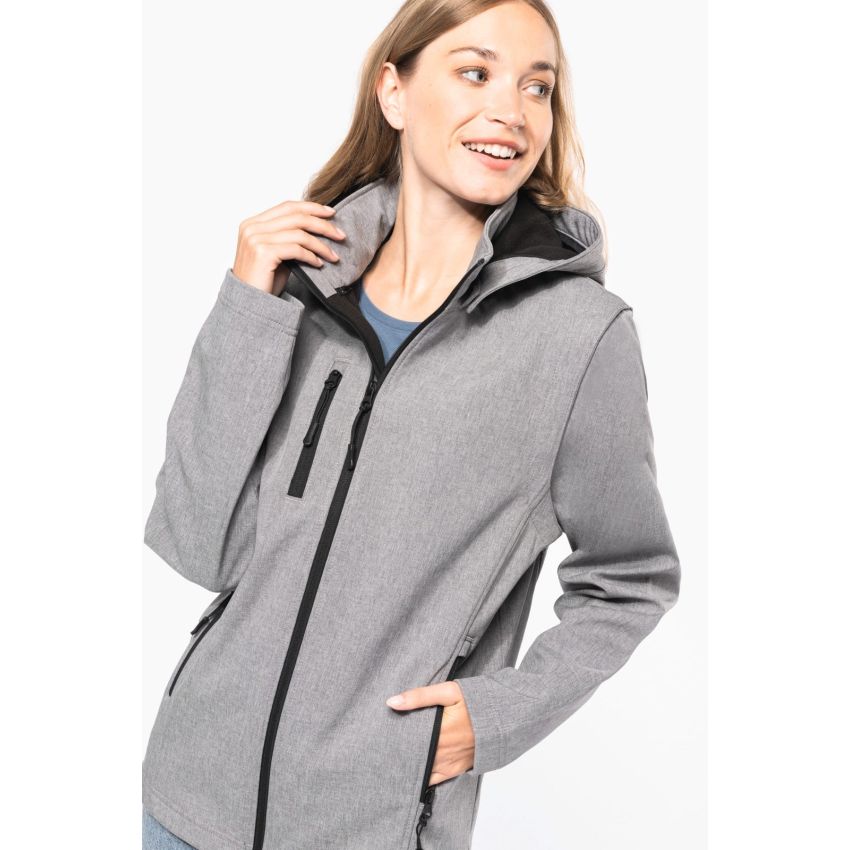Blouson softshell 3 couches avec capuche et manches amovibles unisexe