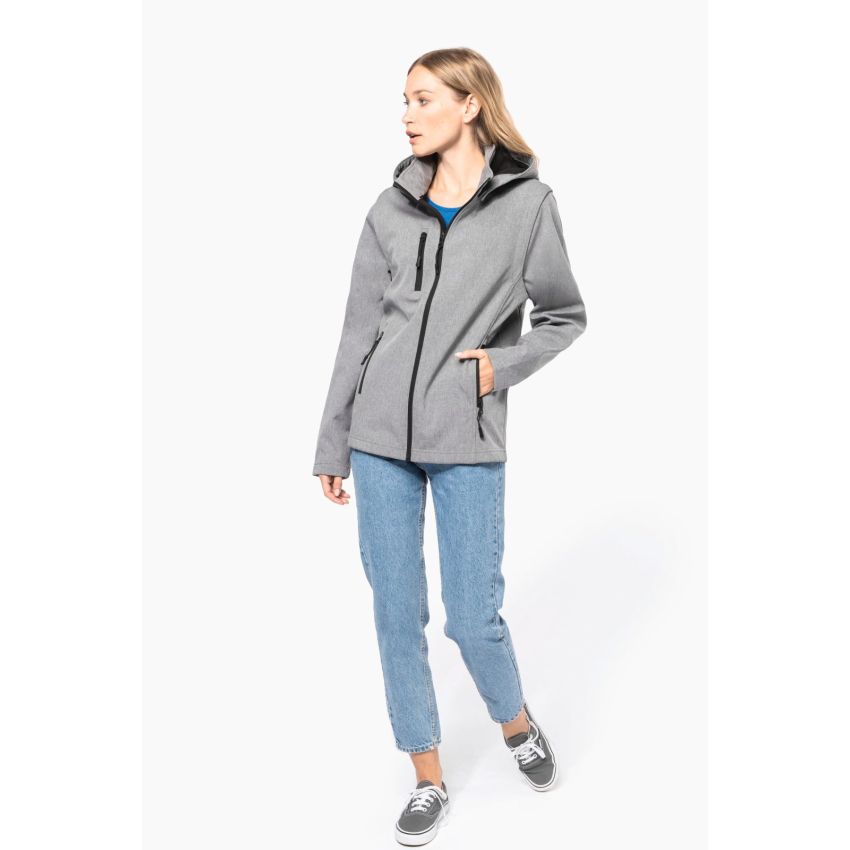 Blouson softshell 3 couches avec capuche et manches amovibles unisexe