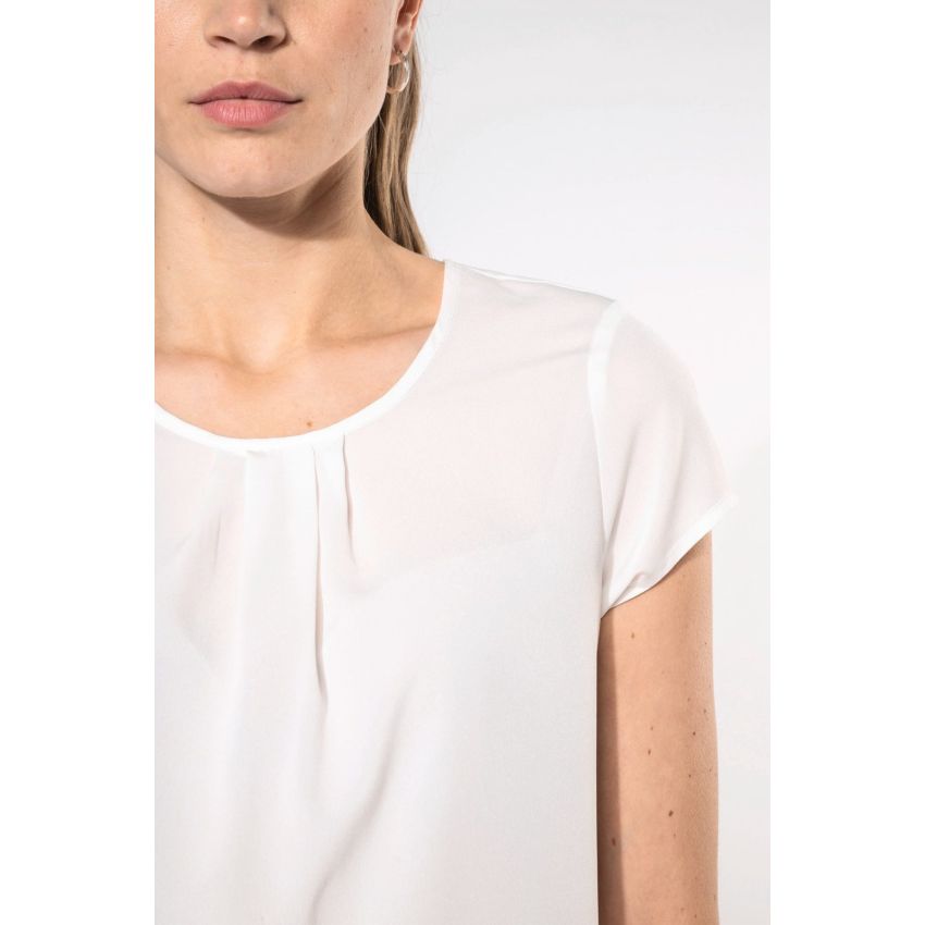 Blouse femme en crêpe à manches courtes