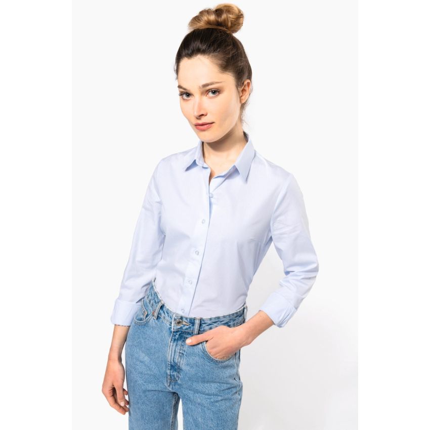 Chemise femme en popeline à manches longues