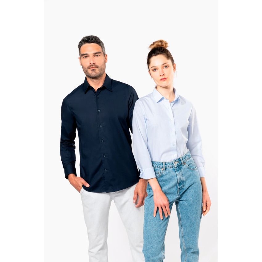 Chemise femme en popeline à manches longues