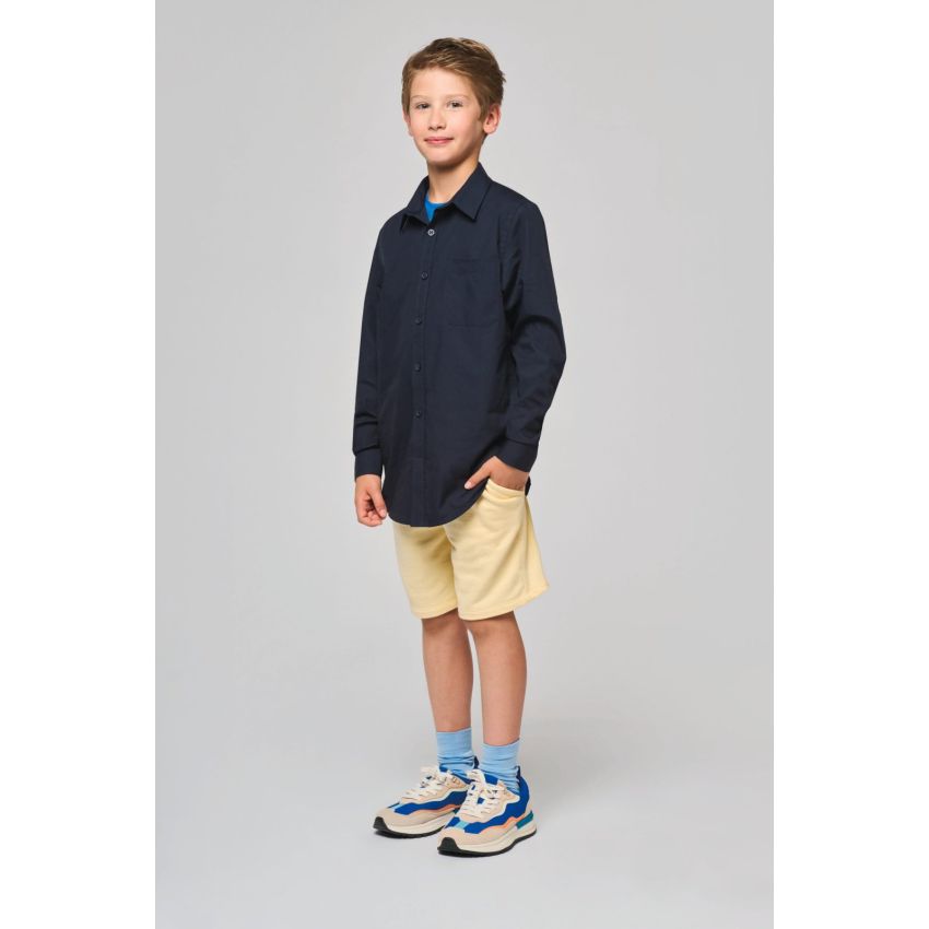 Chemise enfant à manches longues en popeline