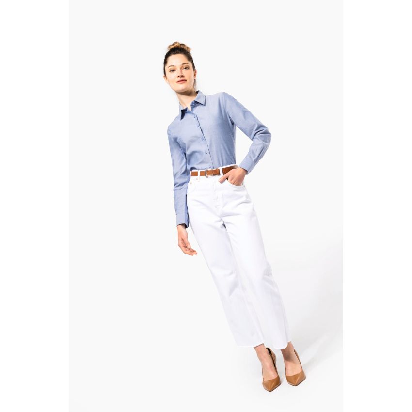 Chemise femme manches longues en Oxford facile d'entretien