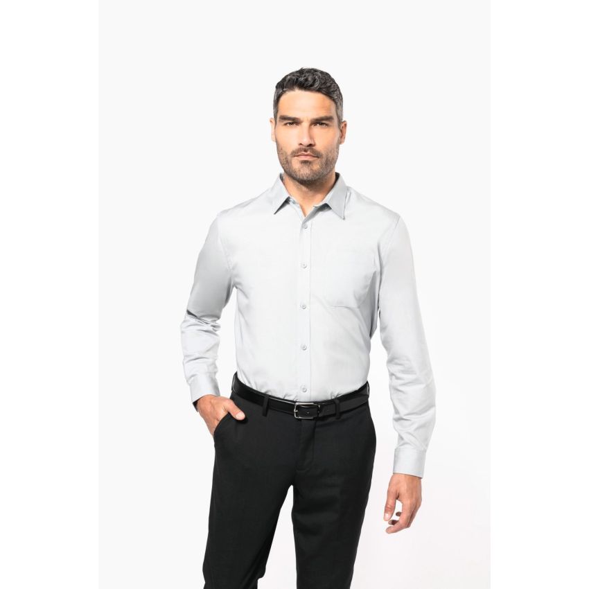 Chemise à manches longues en popeline facile d'entretien
