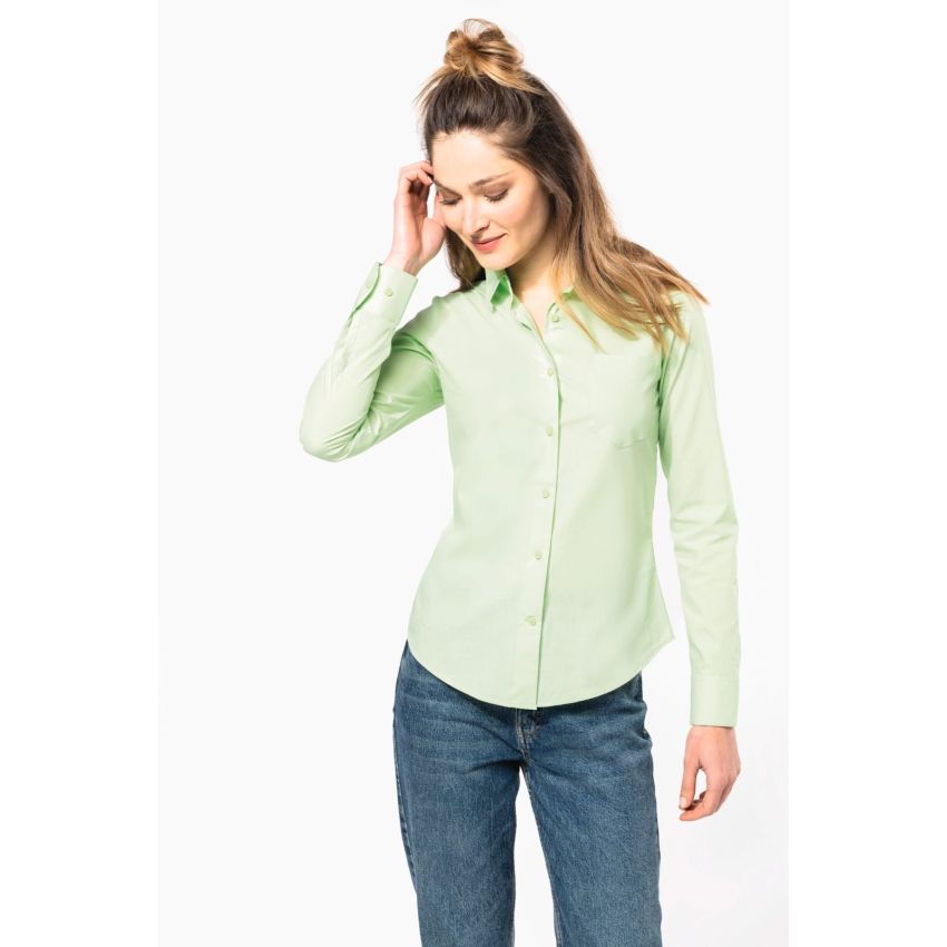 Chemisier en popeline polyester/coton facile d'entretien pour femme