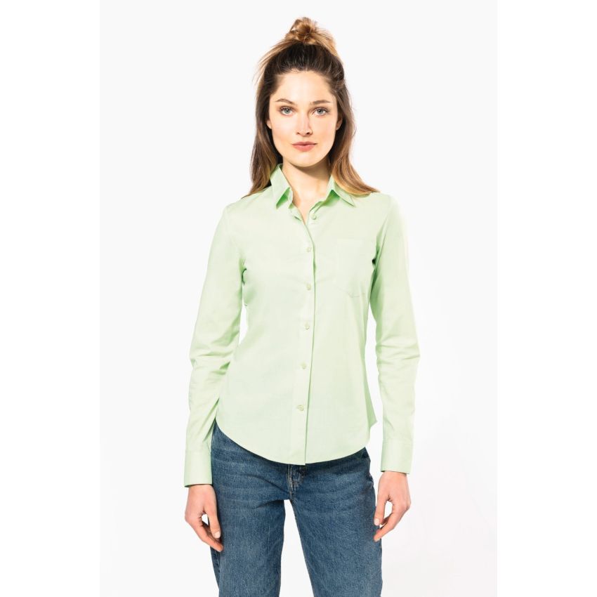 Chemisier en popeline polyester/coton facile d'entretien pour femme