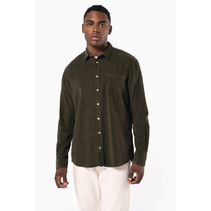 Chemise en velours côtelé à manches longues pour homme