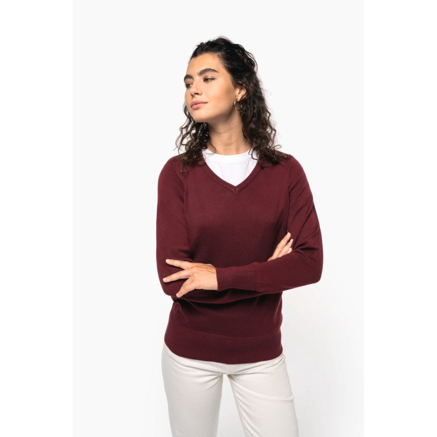 Pull femme col en V