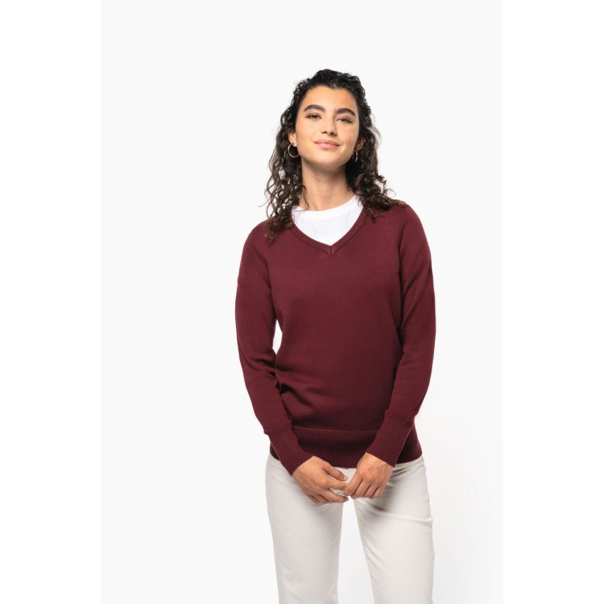 Pull femme col en V
