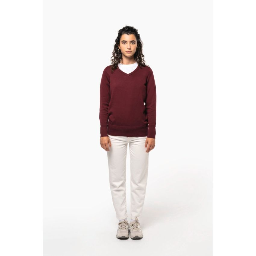 Pull femme col en V