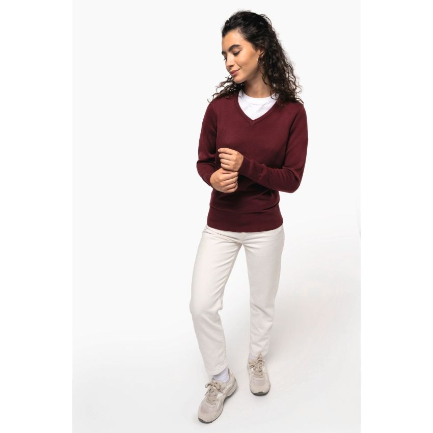 Pull femme col en V