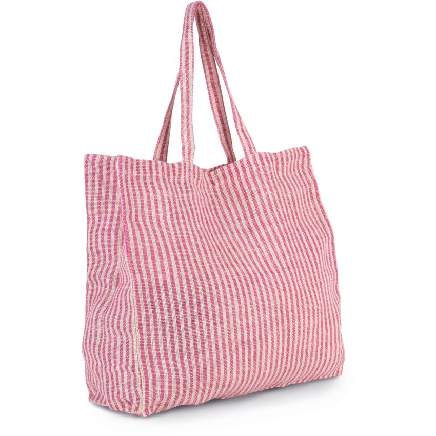 Sac de courses à rayures en jute