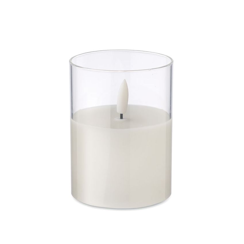 Bougie LED en cire avec support en verre