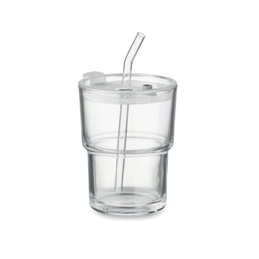 Verre en verre avec paille 400ml