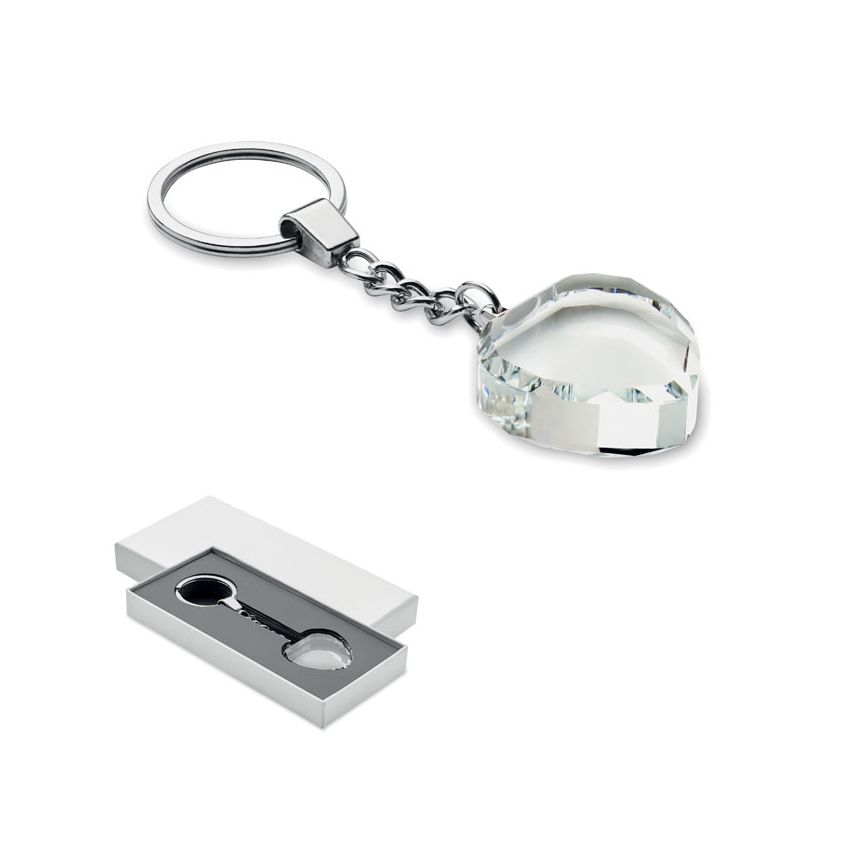Porte-clés cœur en verre