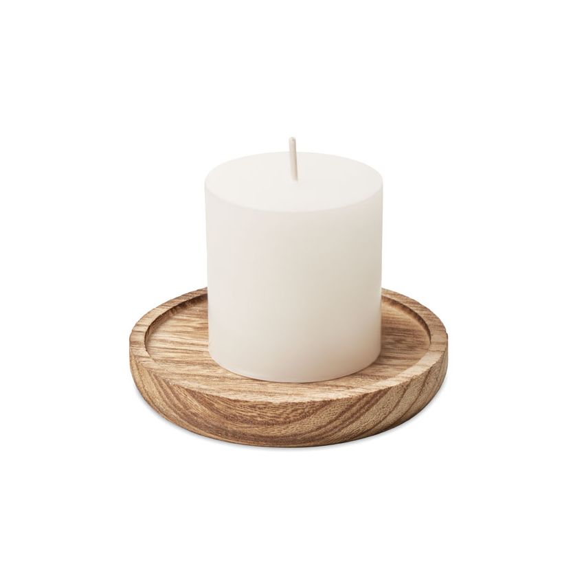 Bougie avec base en bois