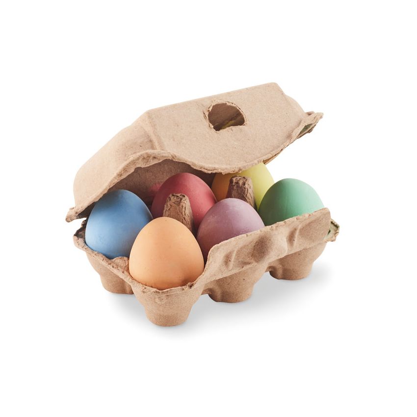 6 œufs en craie en boîte