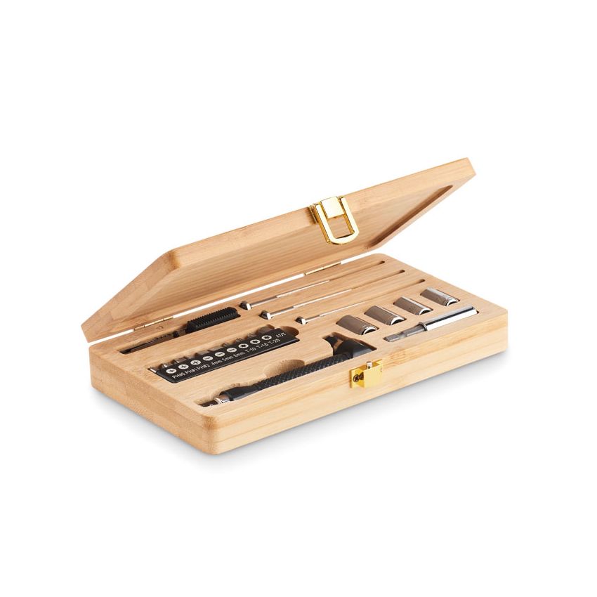 Set d'outils en coffret bambou