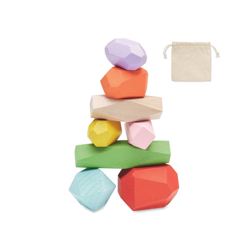 Ensemble de 8 pierres en bois dans une pochette