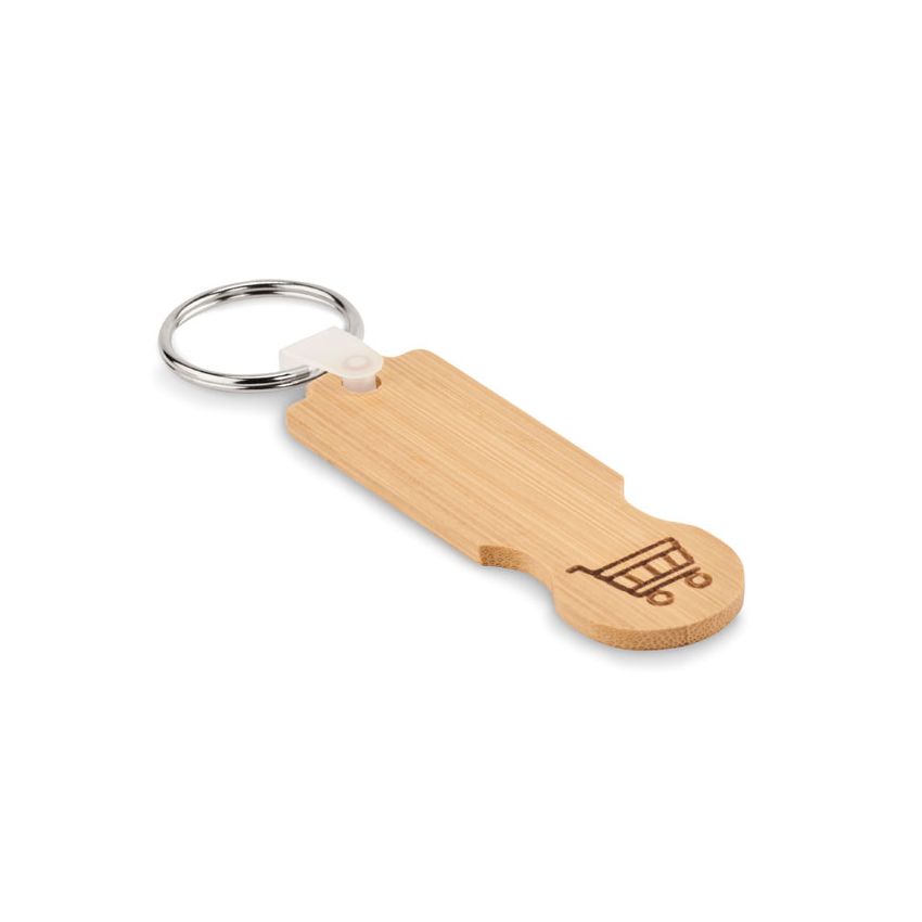 Porte-clés bambou jeton euro