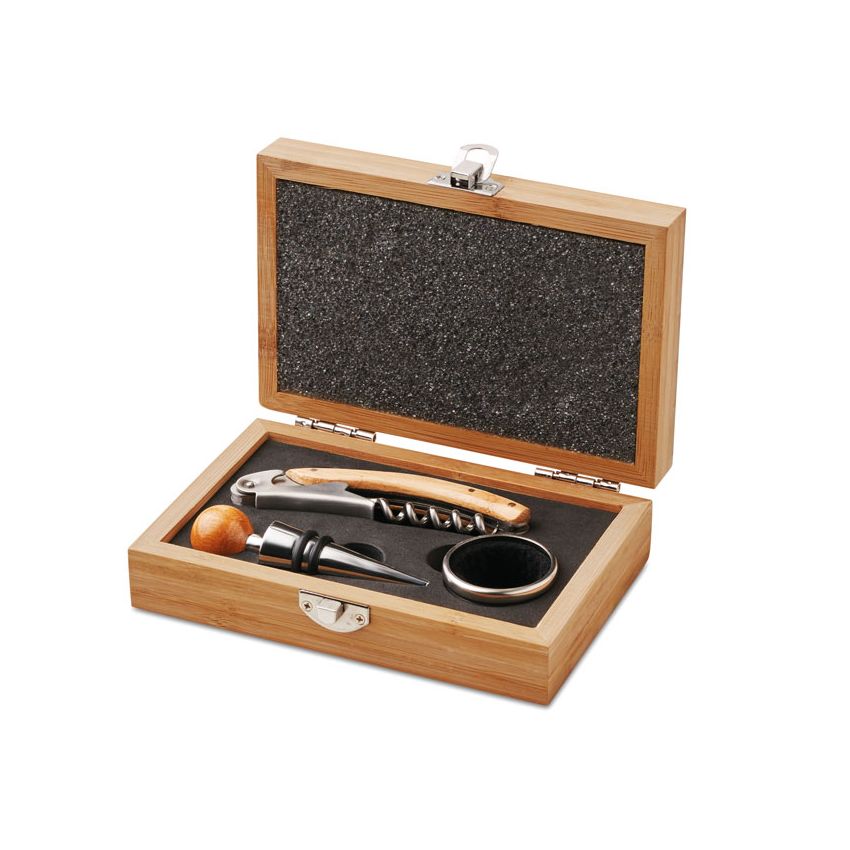 Set de vin en coffret en bambou