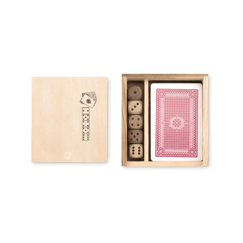 Set de cartes et dés en boîte