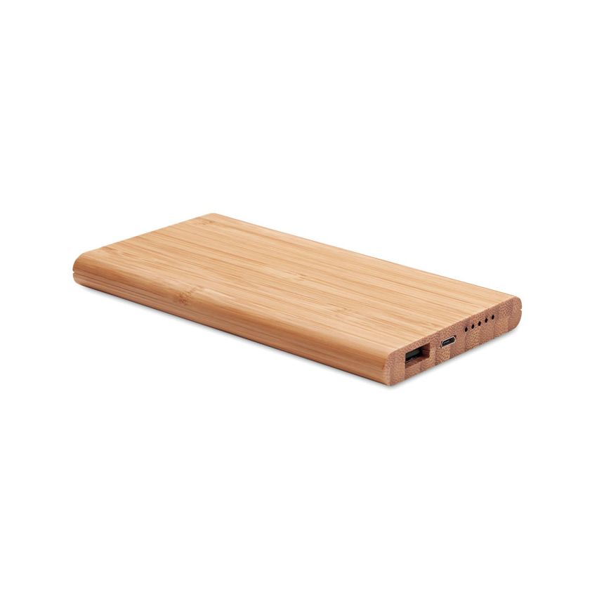 Batterie externe sans fil en bambou