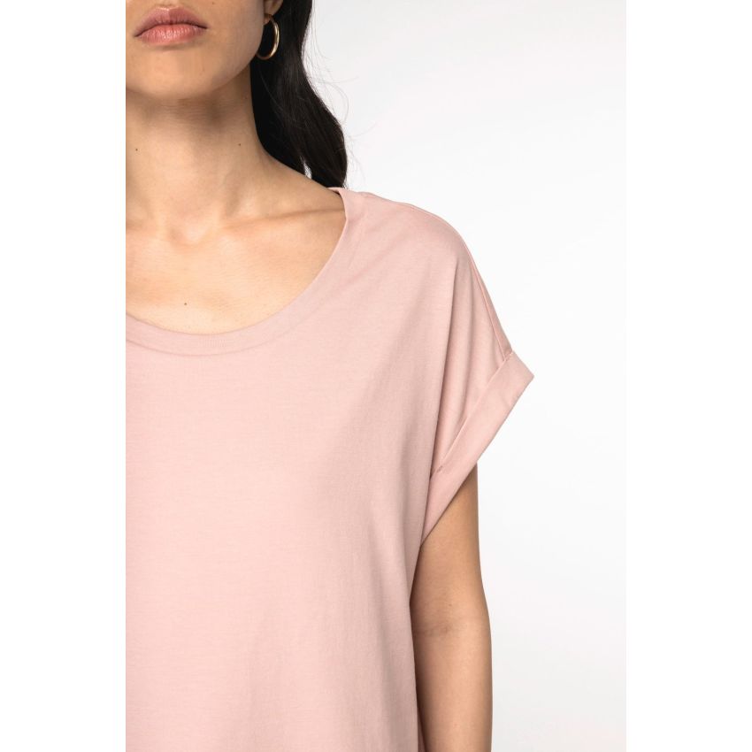 T-shirt éco-responsable à manches retroussées pour femme