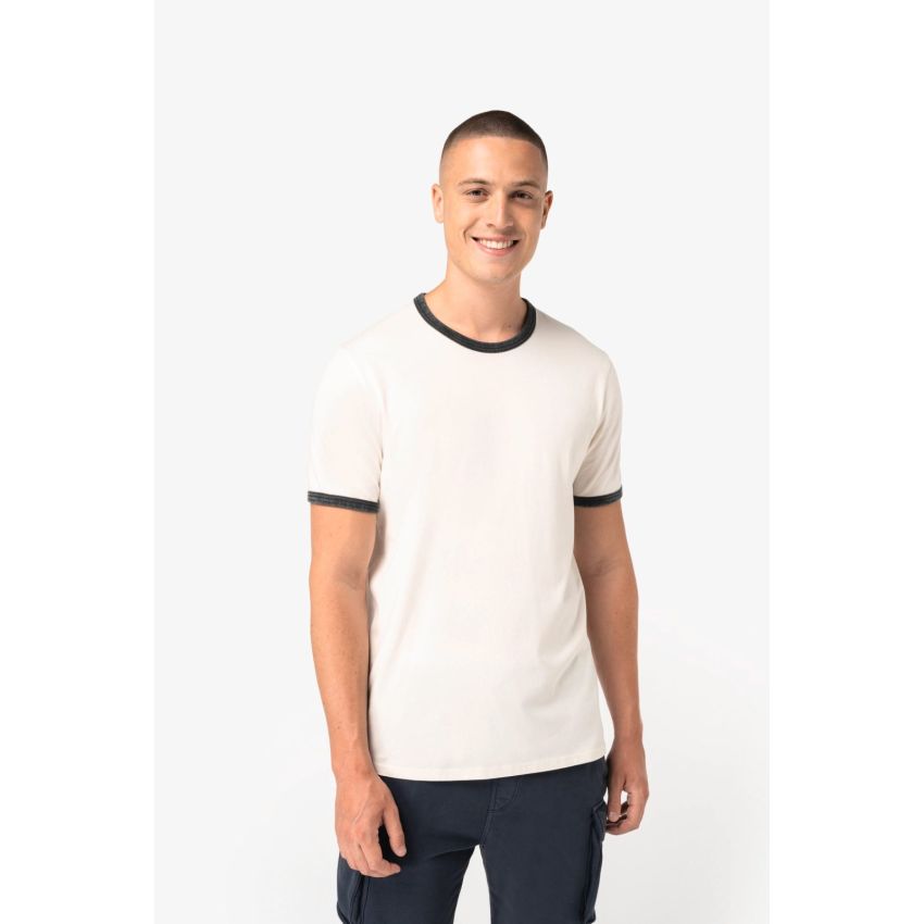 T-shirt ringer éco-responsable homme avec contrastes et aspect délavé