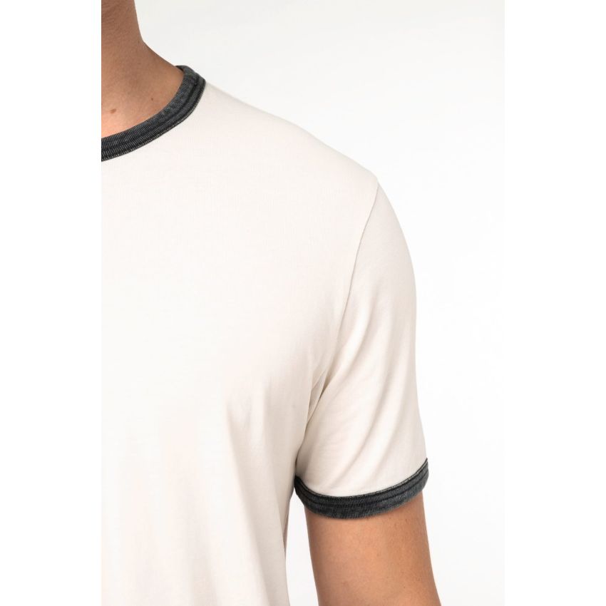 T-shirt ringer éco-responsable homme avec contrastes et aspect délavé