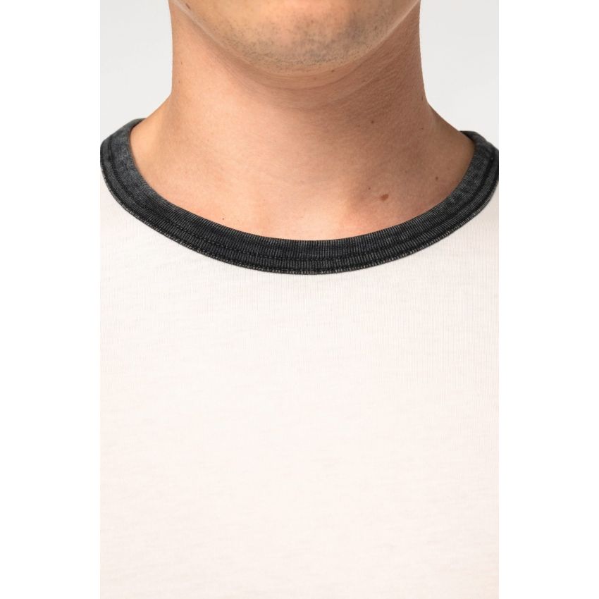 T-shirt ringer éco-responsable homme avec contrastes et aspect délavé