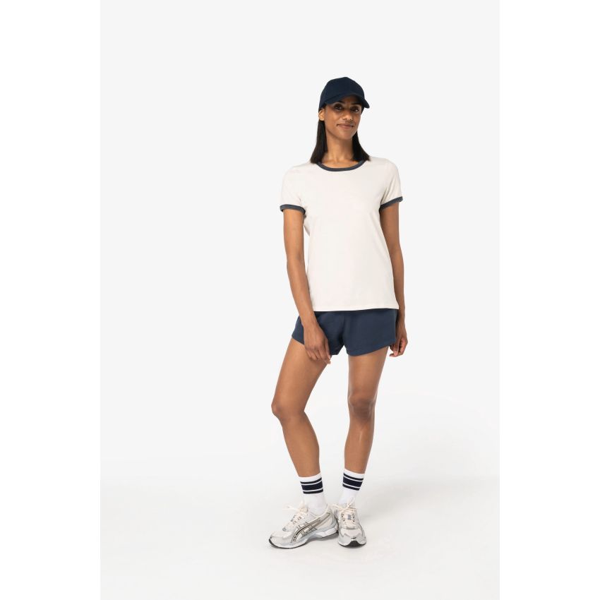 T-shirt ringer éco-responsable avec contrastes et aspect délavé pour femme