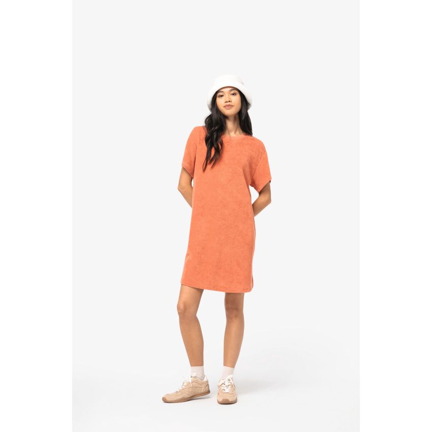Robe éco-responsable en maille turque à épaules tombantes pour femme