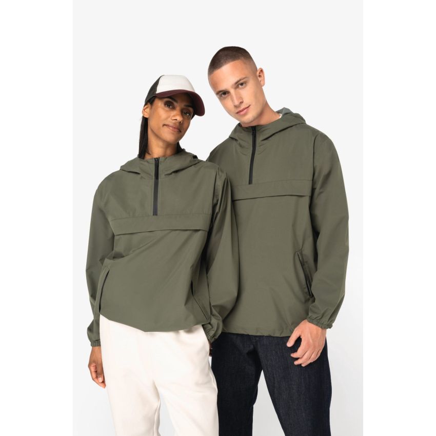 Sweat-shirt coupe-vent imperméable éco-responsable unisexe à demi-zip