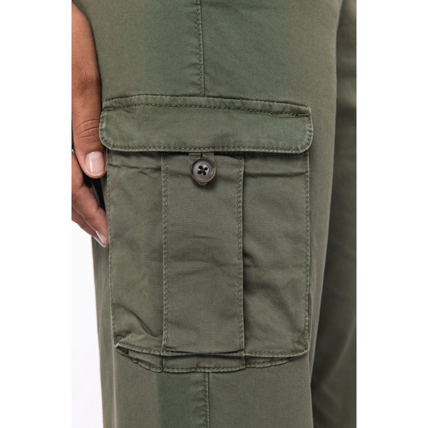 Pantalon cargo éco-responsable à effet délavé pour femme