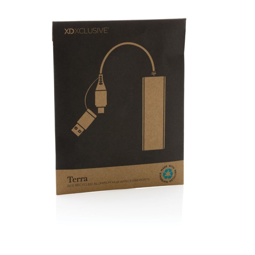 Hub Terra en aluminium recyclé RCS avec 3 ports USB