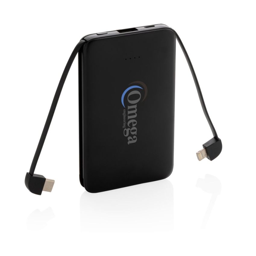 Powerbank de poche 5 000 mAh avec câbles intégrés