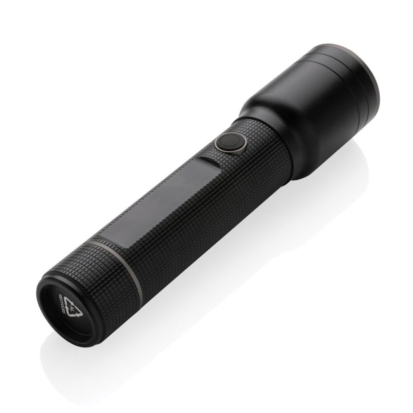 Lampe torche résistante rechargeable USB en aluminium recyclé RCS