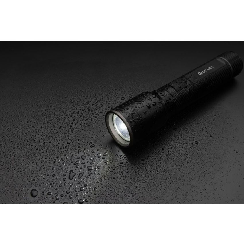 Lampe torche résistante rechargeable USB en aluminium recyclé RCS